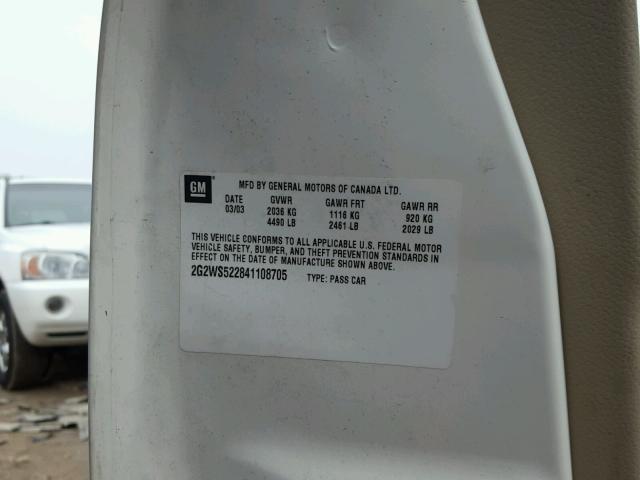 2G2WS522841108705 - 2004 PONTIAC GRAND PRIX WHITE photo 10