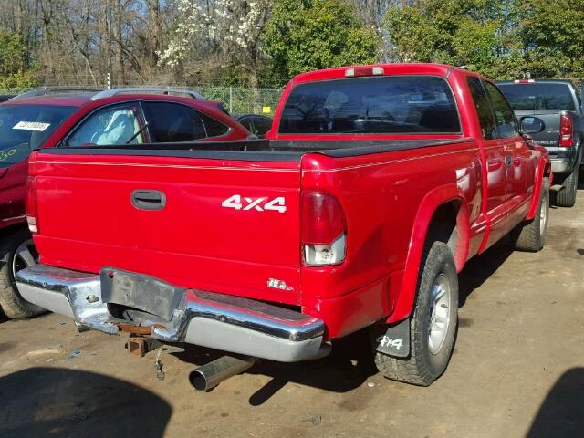 1B7GG22XXXS170610 - 1999 DODGE DAKOTA RED photo 4