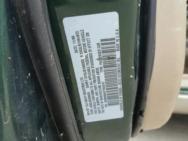 4S3BH6655Y7626797 - 2000 SUBARU LEGACY OUT GREEN photo 10