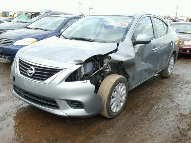 3N1CN7AP5DL852813 - 2013 NISSAN VERSA S GRAY photo 2