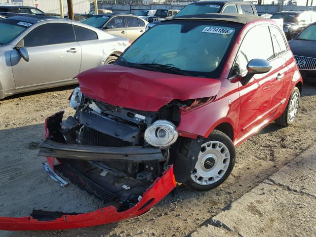 3C3CFFER6CT383203 - 2012 FIAT 500 LOUNGE RED photo 2