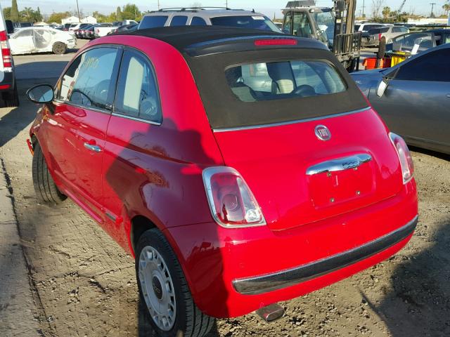 3C3CFFER6CT383203 - 2012 FIAT 500 LOUNGE RED photo 3