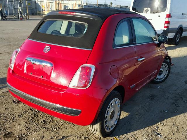 3C3CFFER6CT383203 - 2012 FIAT 500 LOUNGE RED photo 4