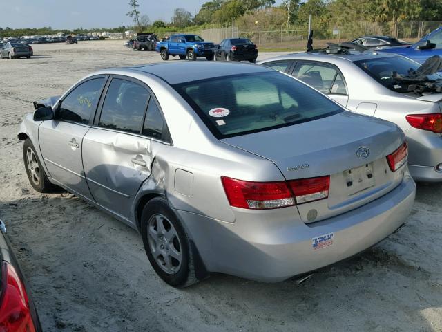 5NPEU46F96H107850 - 2006 HYUNDAI SONATA GLS SILVER photo 3