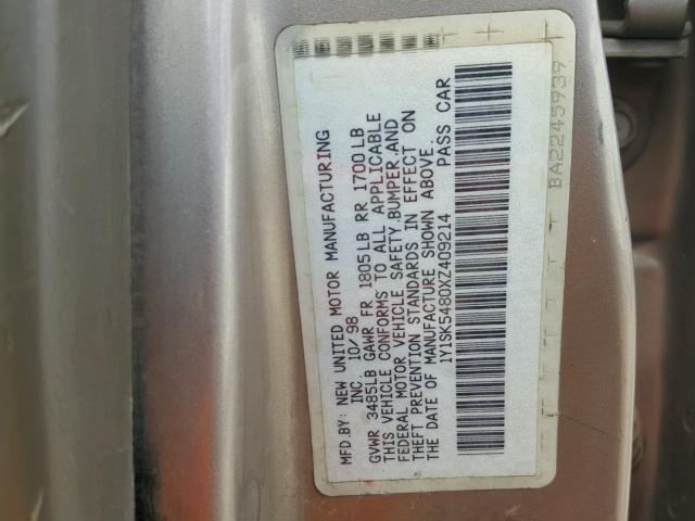 1Y1SK5480XZ409214 - 1999 CHEVROLET GEO PRIZM 白色 照片 10