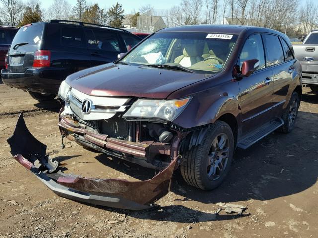 2HNYD28237H521206 - 2007 ACURA MDX MAROON photo 2