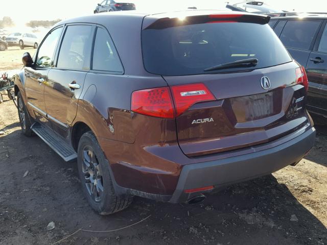 2HNYD28237H521206 - 2007 ACURA MDX MAROON photo 3