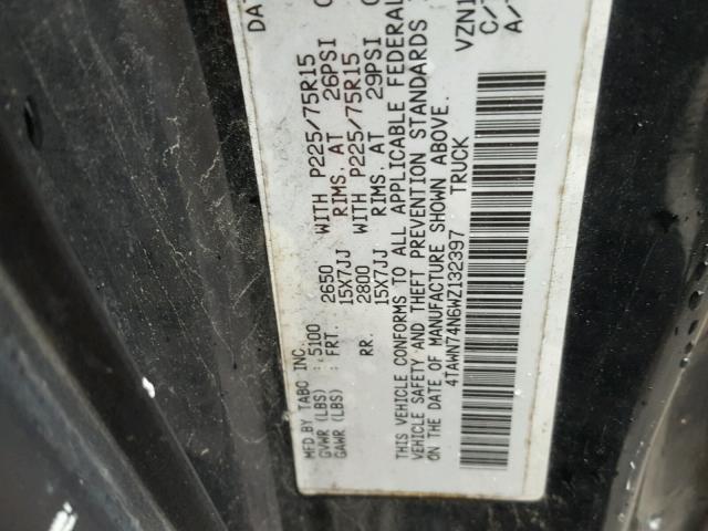 4TAWN74N6WZ132397 - 1998 TOYOTA TACOMA XTR BLACK photo 10