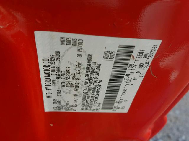 1FTZR15E96PA08170 - 2006 FORD RANGER SUP RED photo 10