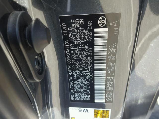 JTKDE177570201410 - 2007 TOYOTA SCION TC 石墨色 照片 10