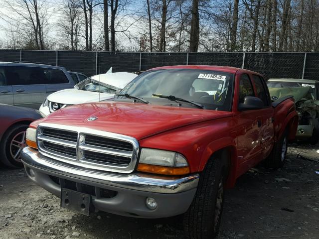 1D7HL48N44S717308 - 2004 DODGE DAKOTA QUA RED photo 2