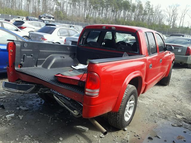 1D7HL48N44S717308 - 2004 DODGE DAKOTA QUA RED photo 4