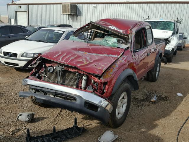 5TEHN72N24Z436506 - 2004 TOYOTA TACOMA DOU RED photo 2