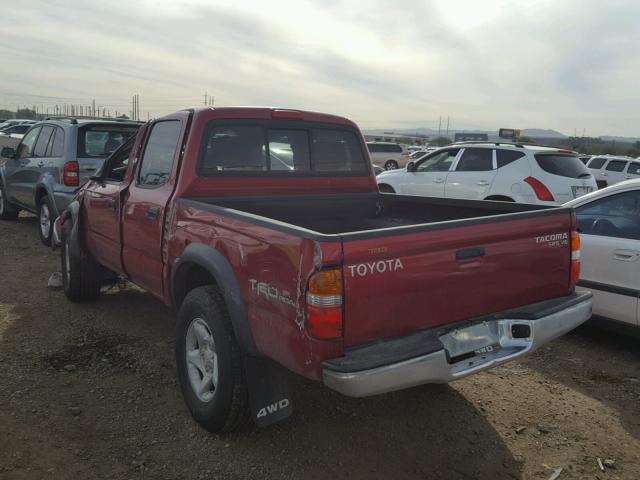 5TEHN72N24Z436506 - 2004 TOYOTA TACOMA DOU RED photo 3