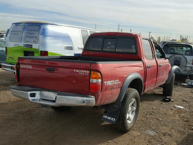 5TEHN72N24Z436506 - 2004 TOYOTA TACOMA DOU RED photo 4