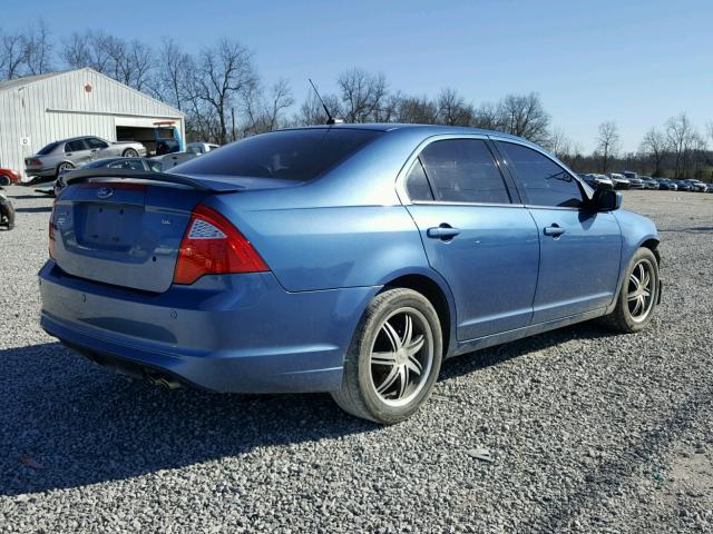 3FAHP0HA2AR393227 - 2010 FORD FUSION SE BLUE photo 4