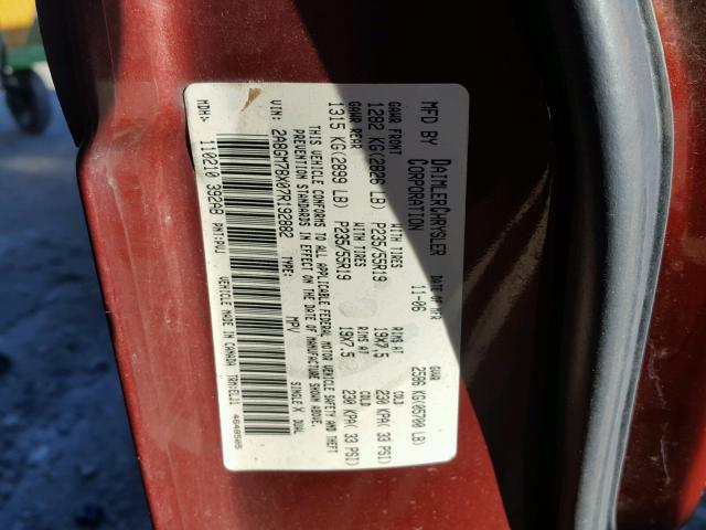 2A8GM78X07R192882 - 2007 CHRYSLER PACIFICA L 栗色 照片 10