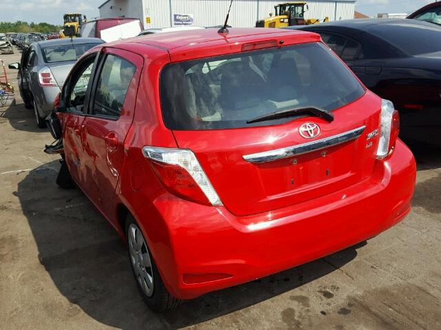 JTDKTUD36CD525802 - 2012 TOYOTA YARIS RED photo 3