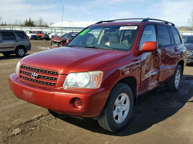 JTEHD21A730023902 - 2003 TOYOTA HIGHLANDER RED photo 2