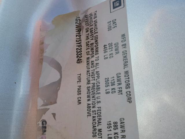 1G2WR1215YF233249 - 2000 PONTIAC GRAND PRIX SILVER photo 10