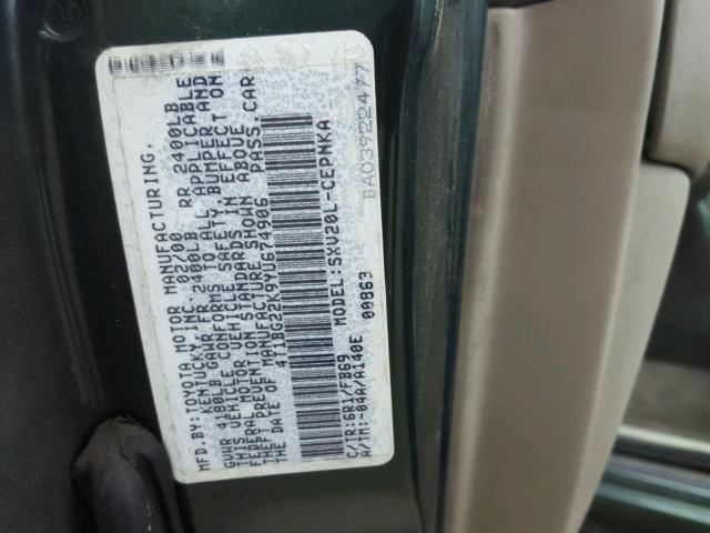 4T1BG22K9YU674906 - 2000 TOYOTA CAMRY CE GREEN photo 10