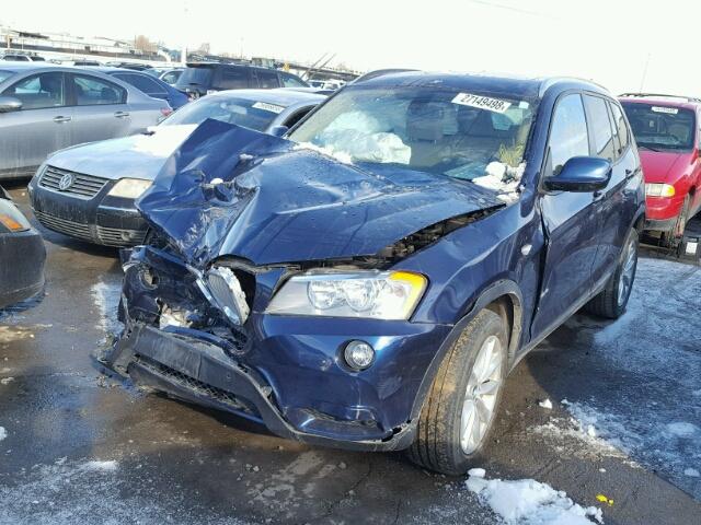 5UXWX9C51E0D43149 - 2014 BMW X3 XDRIVE2 BLUE photo 2