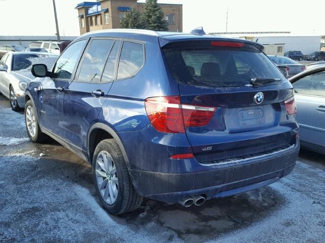 5UXWX9C51E0D43149 - 2014 BMW X3 XDRIVE2 BLUE photo 3