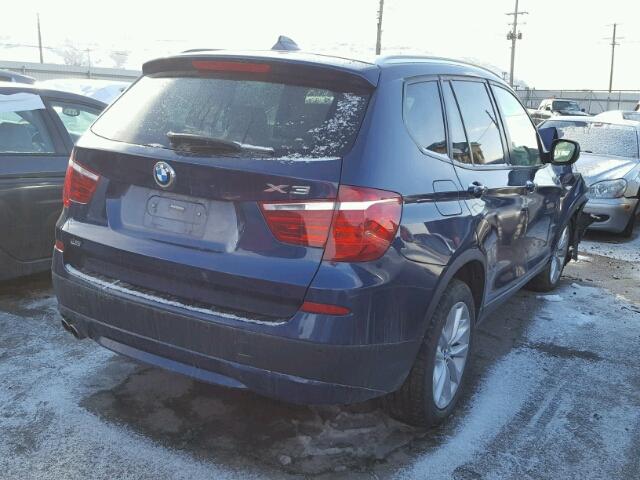 5UXWX9C51E0D43149 - 2014 BMW X3 XDRIVE2 BLUE photo 4