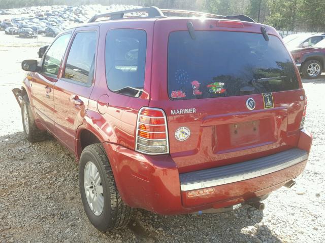 4M2YU56106KJ15595 - 2006 MERCURY MARINER RED photo 3