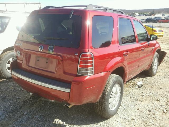 4M2YU56106KJ15595 - 2006 MERCURY MARINER RED photo 4