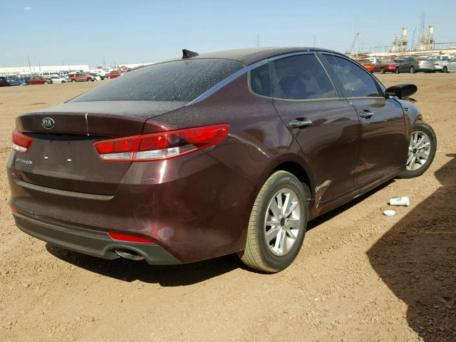 5XXGT4L30HG168606 - 2017 KIA OPTIMA LX MAROON photo 4