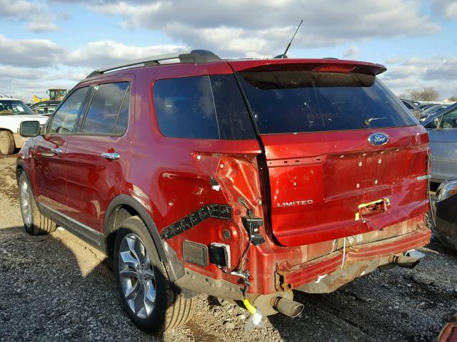 1FM5K7F91DGB61478 - 2013 FORD EXPLORER L RED photo 3