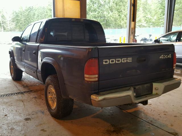 1B7GG2AN6YS755167 - 2000 DODGE DAKOTA QUA BLUE photo 3