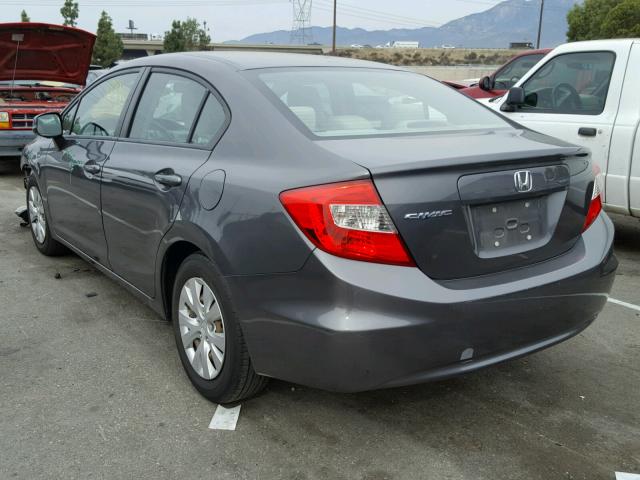 2HGFB2F52CH567458 - 2012 HONDA CIVIC LX GRAY photo 3