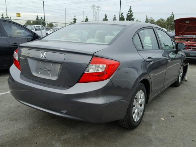 2HGFB2F52CH567458 - 2012 HONDA CIVIC LX GRAY photo 4