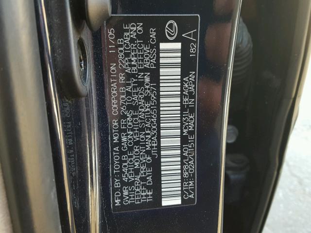 JTHBA30G465159571 - 2006 LEXUS ES 330 BLACK photo 10