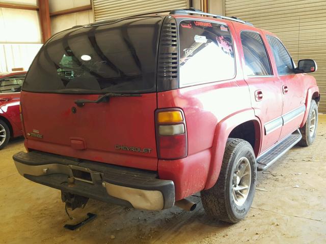 1GNEC13T21J127599 - 2001 CHEVROLET TAHOE C150 RED photo 4