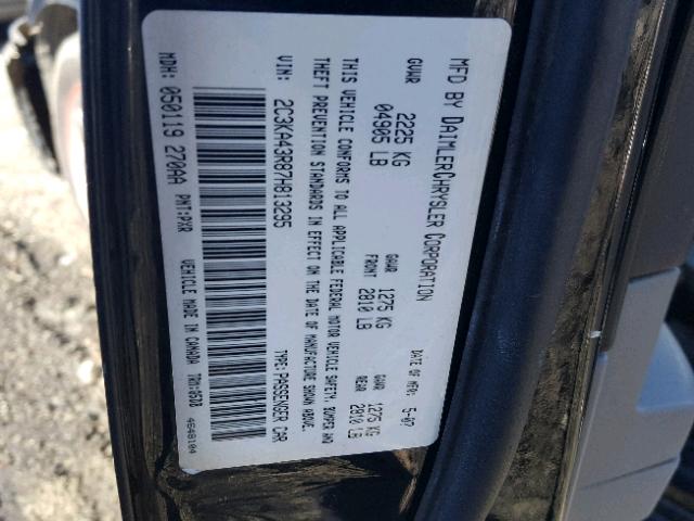 2C3KA43R87H813295 - 2007 CHRYSLER 300 BLACK photo 10