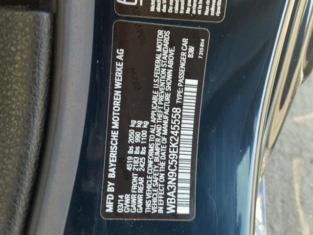 WBA3N9C59EK245558 - 2014 BMW 428 XI BLUE photo 10