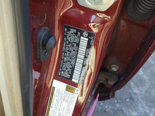 JTDKB20U757007494 - 2005 TOYOTA PRIUS BURGUNDY photo 10