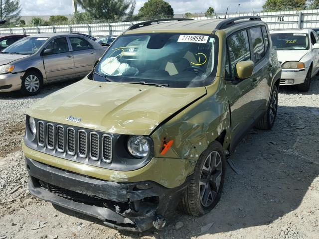 ZACCJABT0FPB66117 - 2015 JEEP RENEGADE L GREEN photo 2