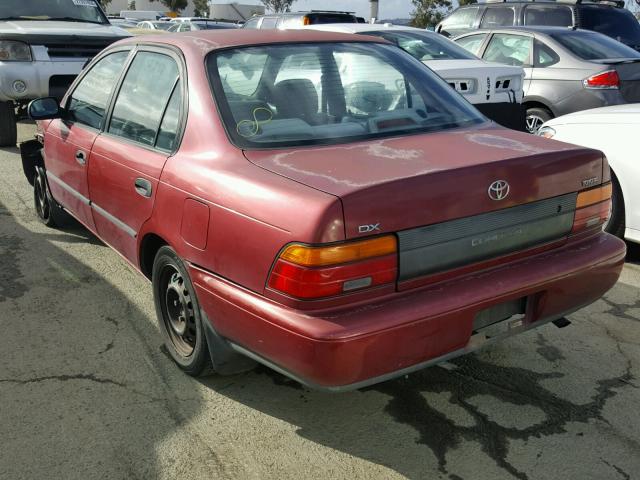 1NXAE09E8PZ109535 - 1993 TOYOTA COROLLA LE MAROON photo 3