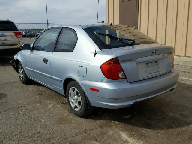 KMHCG35C34U296526 - 2004 HYUNDAI ACCENT GL BLUE photo 3