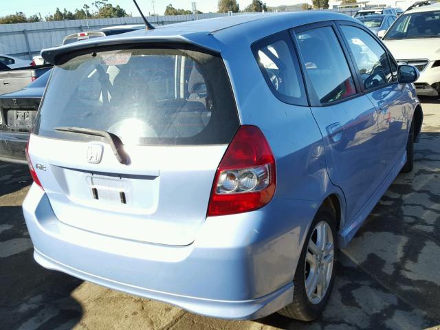 JHMGD38638S053979 - 2008 HONDA FIT SPORT BLUE photo 4