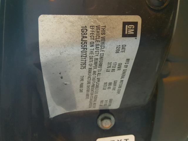 1G8AJ55F07Z177675 - 2007 SATURN ION LEVEL WHITE photo 10