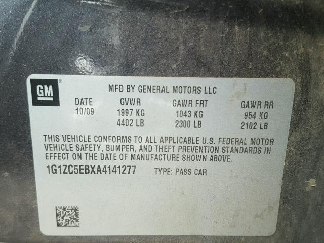 1G1ZC5EBXA4141277 - 2010 CHEVROLET MALIBU 1LT 灰色 照片 10