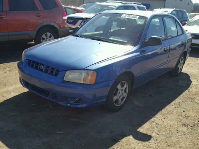 KMHCG45C12U319174 - 2002 HYUNDAI ACCENT GL BLUE photo 2