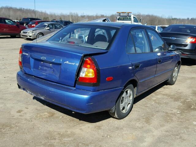 KMHCG45C12U319174 - 2002 HYUNDAI ACCENT GL BLUE photo 4