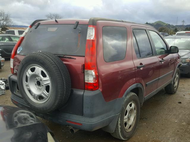 JHLRD68555C003967 - 2005 HONDA CR-V LX RED photo 4