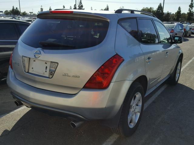 JN8AZ08W65W433253 - 2005 NISSAN MURANO SL SILVER photo 4